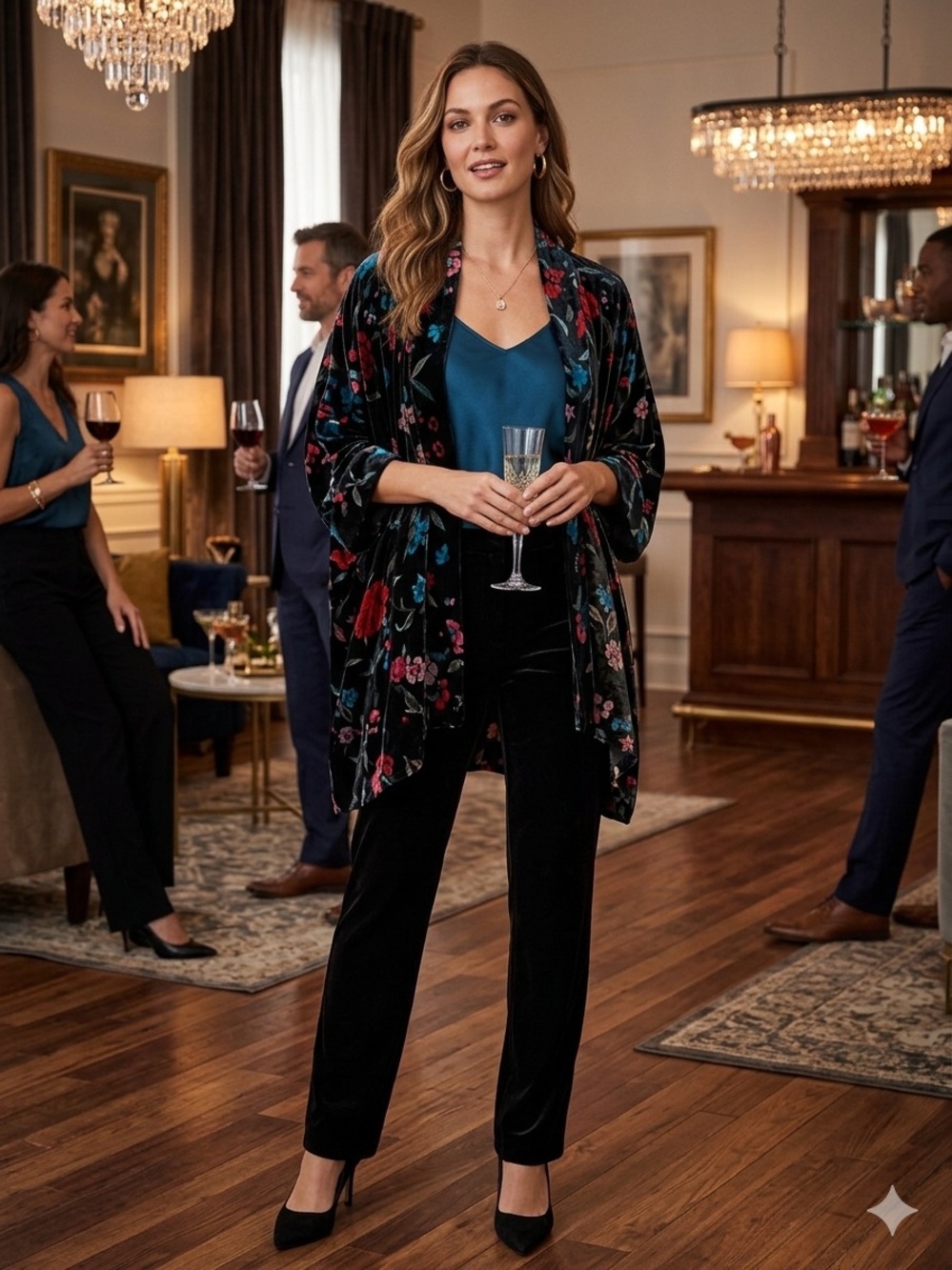 Johnny Was size L Velvet Floral Kimono